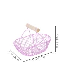 položky Drôtený košík s drevenou rúčkou, ideálny pre moderné bývanie a štýlovú dekoráciu, 17 cm, 6 kusov