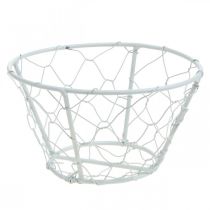 položky Sieťovaný košík, drôtený košík, kovová dekorácia shabby chic biela Ø12cm V7cm