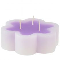 Trojknôtová sviečka ako kvetinová sviečka fialová biela Ø11,5cm V4cm