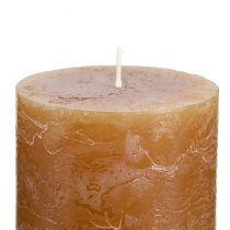 položky Jednofarebné karamelové stĺpové sviečky 70×80 mm, sada 4 kusov - Rustikálna dekorácia, ideálna na advent, ručne vyrobená