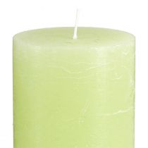 položky Sada 4 limetkovo zelených stĺpových sviečok - Elegantná dekorácia stola a sviečky pre domácu atmosféru, 70x120 mm - Ideálne na oslavy a každodenné použitie