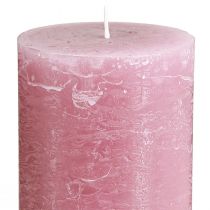 položky Stĺpové sviečky Dusty Rose 70×120 mm, farbené všade naokolo, sada 4 kusov, dekoratívne sviečky na svadby a domov