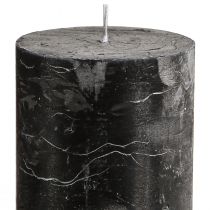 položky Čierne stĺpové sviečky, jednofarebné, 70 × 120 mm, sada 4 kusov - Rustikálne dekoratívne sviečky pre štýlovú výzdobu stola a aromaterapiu