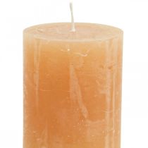 položky Jednofarebné sviečky Oranžové Peach stĺpové sviečky 60×80mm 4ks