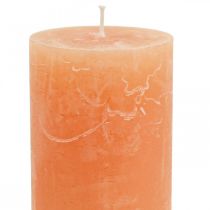 položky Jednofarebné sviečky Oranžové Peach stĺpové sviečky 60×100mm 4ks