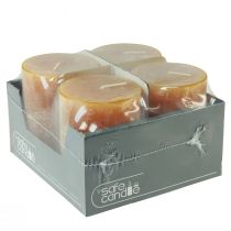 položky Žlté rustikálne stĺpové sviečky 80x110 mm, balenie 4 kusov, bezpečné sviečky - doba horenia 57 hodín, kvalita RAL