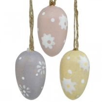 položky Mini kraslice, drevené vajíčka s kvietkami, veľkonočná dekorácia fialová, ružová, žltá V3,5cm 6ks