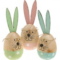 položky Veľkonočný zajačik s pohármi ozdobná figúrka drevené vajíčko Ø5cm V13,5cm 3ks
