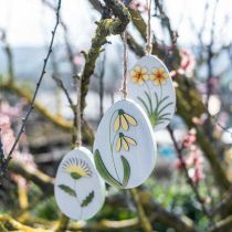 položky Vajíčka na zavesenie, drevené kraslice, motív kvetov, púpava snežienka Winterling H14cm 3ks