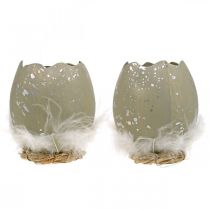 položky Vajíčko na zdobenie, Veľká noc, deko vajíčko polovica, jarná dekorácia Ø8cm V10cm sivá, strieborná 4ks