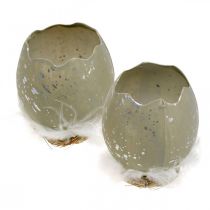 položky Vajíčko na zdobenie, Veľká noc, deko vajíčko polovica, jarná dekorácia Ø8cm V10cm sivá, strieborná 4ks