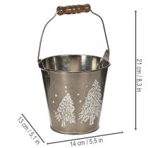 Článok Dekoratívne vedro s jedličkami a drevenou rukoväťou, 13 cm