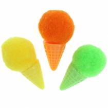 položky Zmrzlina vo vaflovom kornútku umelá zelená, žltá, oranžová 3,5 cm 18 kusov