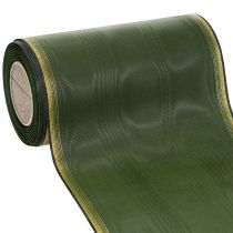 položky Elegantná moaré stuha na veniec, 175 mm, tmavozelená s perleťovým okrajom a taftovou väzbou na slávnostné príležitosti