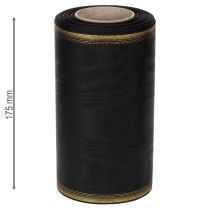 položky Elegantná moaré stuha na veniec, 175 mm čierna s perleťovým okrajom a taftovou väzbou, ozdobná stuha na pohrebné kvety, mašľová stuha, 25 m