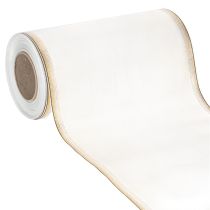 položky Elegantná moaré stuha na veniec, 200 mm biela so zlatým perleťovým okrajom a špeciálnou úpravou, 25 m - ideálna na dekorácie a oslavy