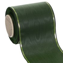 položky Elegantná moaré zelená stuha na veniec so zlatým okrajom, 100 mm x 25 m, na pohrebnú floristiku a dekoráciu