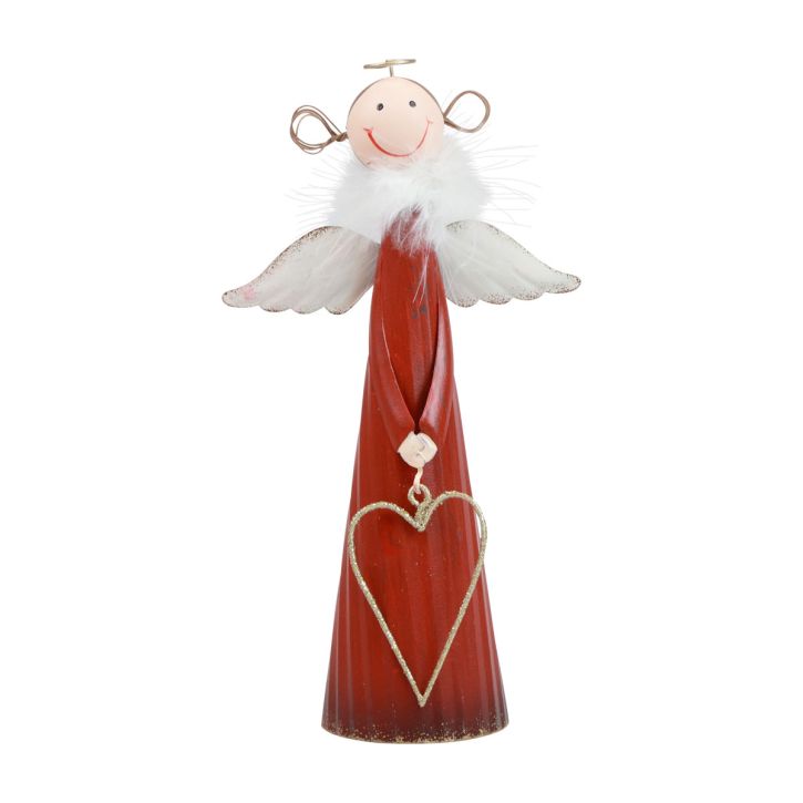 položky Anjel dekoračná kovová dekorácia na stôl Vianočná postavička červená 10,5×4,5×20cm