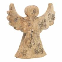 položky Drevený anjel s trblietavými intarziami prírodné mangové drevo 19,4 × 18,3 cm