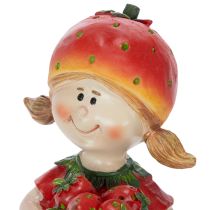 položky Dekoratívna figúrka jahodového dievčatka na letnú dekoráciu, roztomilá soška do obývačky a na balkón, 18 cm