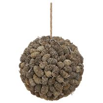 položky Dekoratívna guľa z jelšového kužeľa na zavesenie, biela, 20 cm