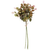 položky Umelé vetvy eukalyptu s ružovými kvetmi, 45 cm, 3 kusy