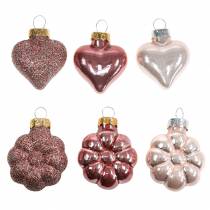 položky Mini dekorácia na vianočný stromček mix rôzne sklenené ružové, ružové 12 kusov
