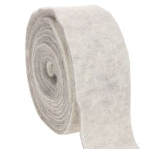 Článok Dvojfarebná plstená stuha, biela/sivá, vyrobená zo 100 % vlny, šírka 7,5 cm, dĺžka 5 m