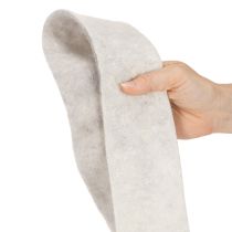 Článok Dvojfarebná plstená stuha, biela/sivá, vyrobená zo 100 % vlny, šírka 7,5 cm, dĺžka 5 m