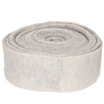 Článok Dvojfarebná plstená stuha, biela/sivá, vyrobená zo 100 % vlny, šírka 7,5 cm, dĺžka 5 m