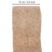 Článok Vlnená plstená stuha, dvojfarebná, predávaná na metre na kreatívne projekty, hnedo-biela, 15 cm x 5 m
