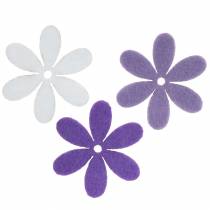 položky Plstený kvet fialový, biely triedený 4,5cm 54str