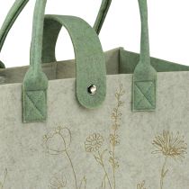 položky Plstená taška s rúčkou s kvetmi krémovo zelená 30x18x37cm
