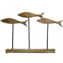 Námorná dekorácia, dekoratívna plastika, drevená ryba na stojane, farba prírodná, čierna V30cm L45cm