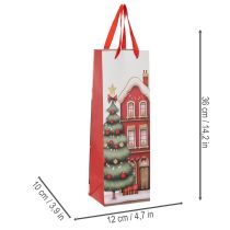 Článok Darčeková taška fľaša vianočný domček a vianočný stromček 36cm 2ks