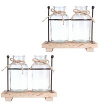 položky Váza na fľašu ozdobné fľaše sklenené drevo 23x12x19,5cm 2ks