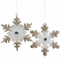 položky Ozdoba na vianočný stromček snehová vločka trblietavá perla 2ks