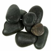 Riečne kamienky Matná čierna Prírodné kamene Dekoračné kamene L15–60mm Š15–40mm 2kg