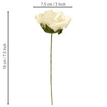 položky Penové ruže s kvetmi na stonke, penový krém Ø7,5cm 18 ks