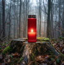 položky Náhrobný motív vrchnáka sviečky kvet červená čierna 10 dní V27cm