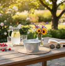 položky Sviečka v zinkovom vedre pre atmosférickú dekoráciu na terasu a balkón 15 cm