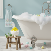 položky Veľkonočná dekorácia kuriatka, ženilkové kuriatko vo vani, žlté, 9 cm