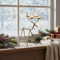 položky Svietnik na čajovú sviečku kovový dekoračný svietnik jeleň V44,5cm