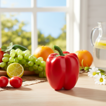 položky Dekoratívna zeleninová paprika červená potravinová atrapa H10cm