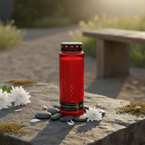 položky Náhrobný motív vrchnáka sviečky kvet červená čierna 10 dní V27cm