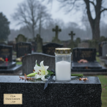 položky Náhrobné sviečky, biele a zlaté, Ø5,5 cm, V11,5 cm, 24 hodín, 12 kusov