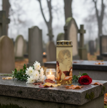 položky Náhrobná sviečka anjel náhrobná sviečka s motívom smútočného svetla Ø6cm V15,5cm