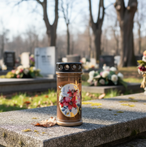 položky Náhrobné sviečky hnedé náhrobné sviečky kvety Ø7,5cm V16,5cm 6 ks