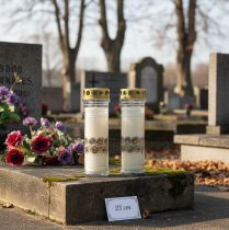 položky Náhrobné sviečky biele ruže smútočné svetlo Ø7cm V23,5cm 100h 2ks