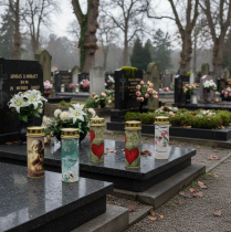 položky Náhrobná sviečka s motívom, pohrebná dekorácia, Ø6cm V17cm, 6 kusov